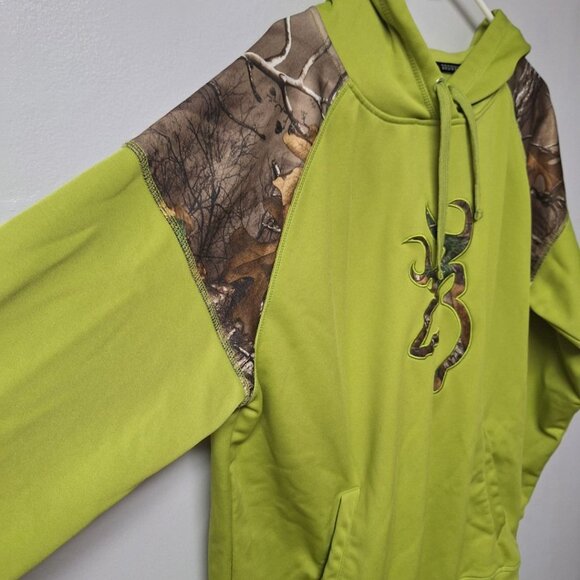 Browning Green Camouflage Hoodie Sweatshirt Bright Mens Large Hunting Yooper - Picture 7 of 8